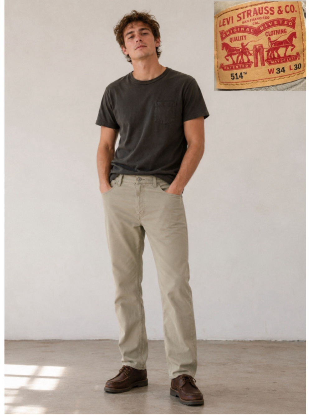 Levis 514 Mens Straight Colored Jeans w34 L 30 Tan